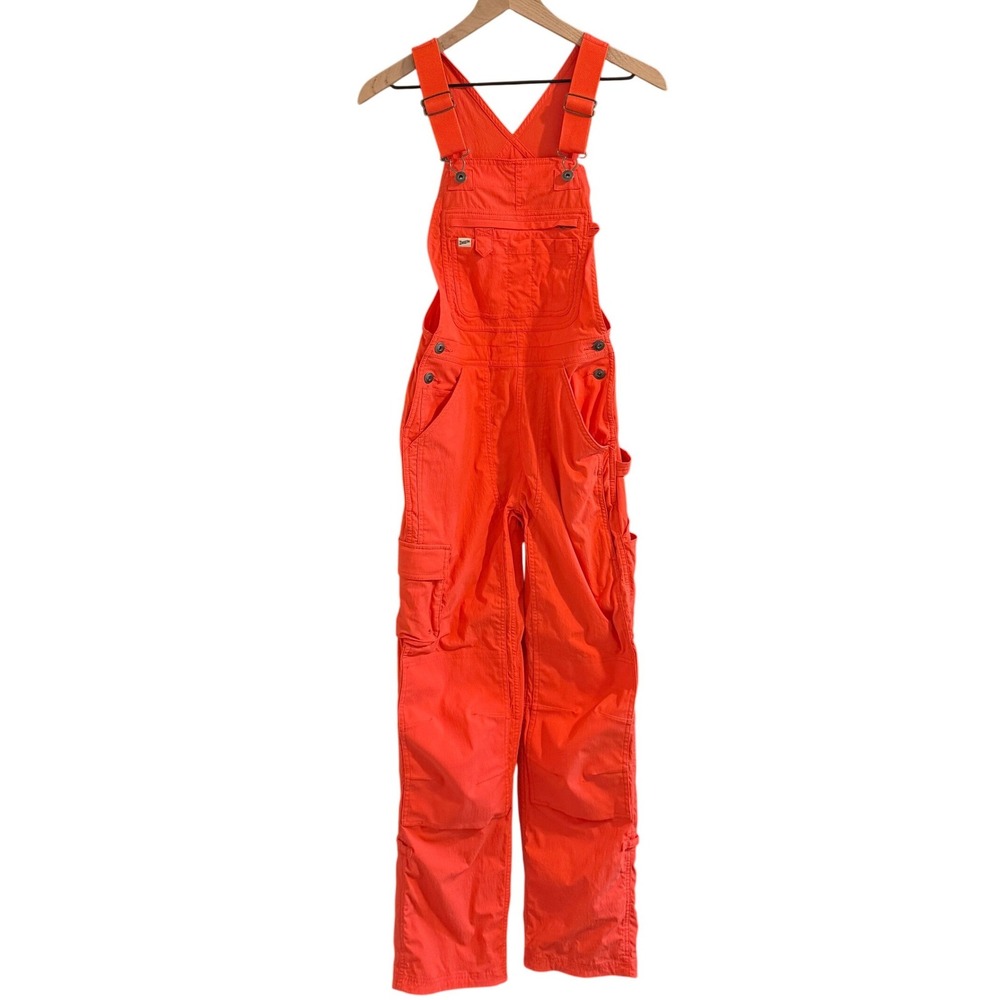 Duluth Heirloom Gardening Bib Overalls Bright Coral Women XXS x 33 Nylon Pockets